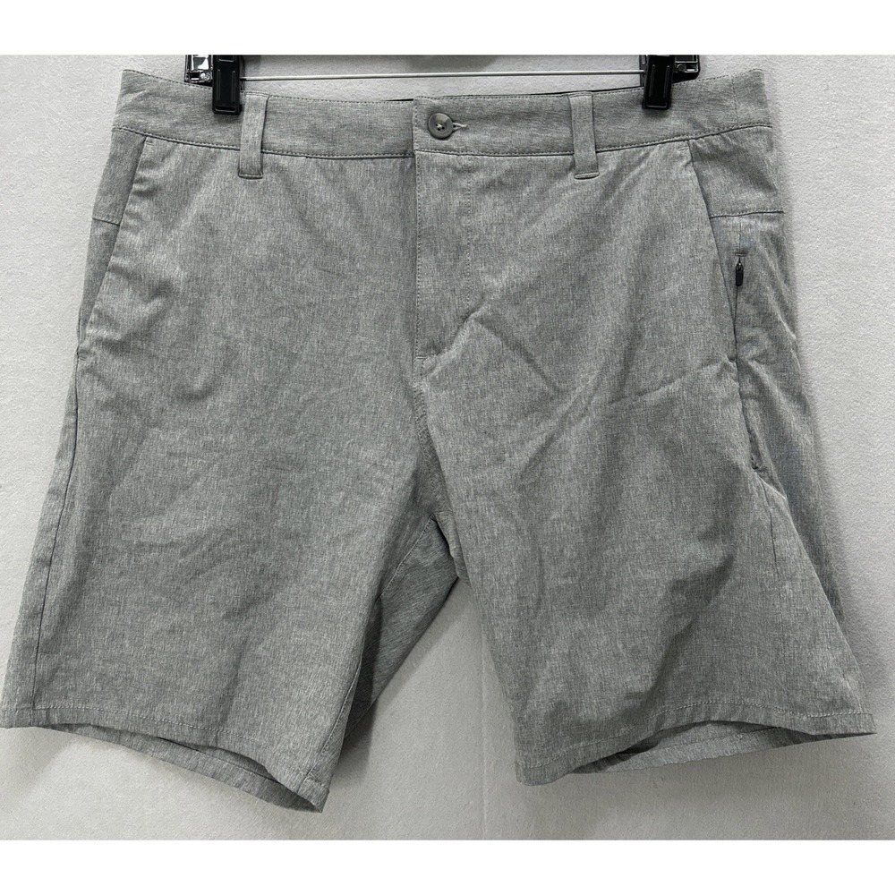 Vuori Aim Shorts Men 33 Gray 9" Performance Golf Chino Zip Pocket Casual V368